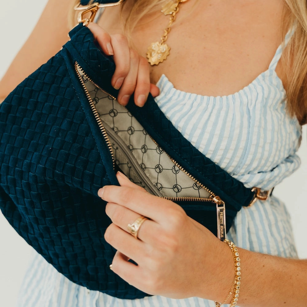 Suede Westlyn Woven Bum Bag Navy