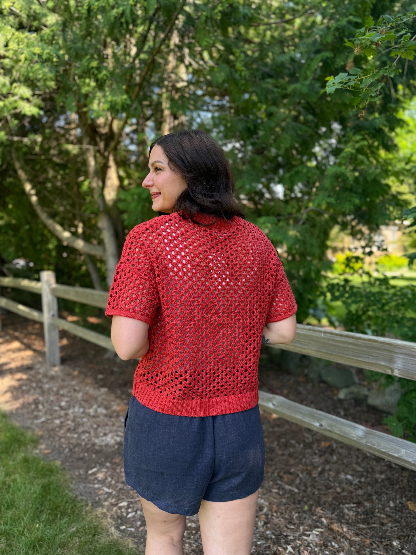 Short Sleeve Cardigan Paprika