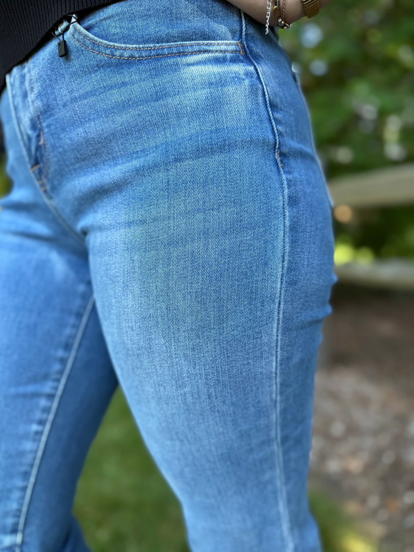 Mid Rise Straight Leg Denim