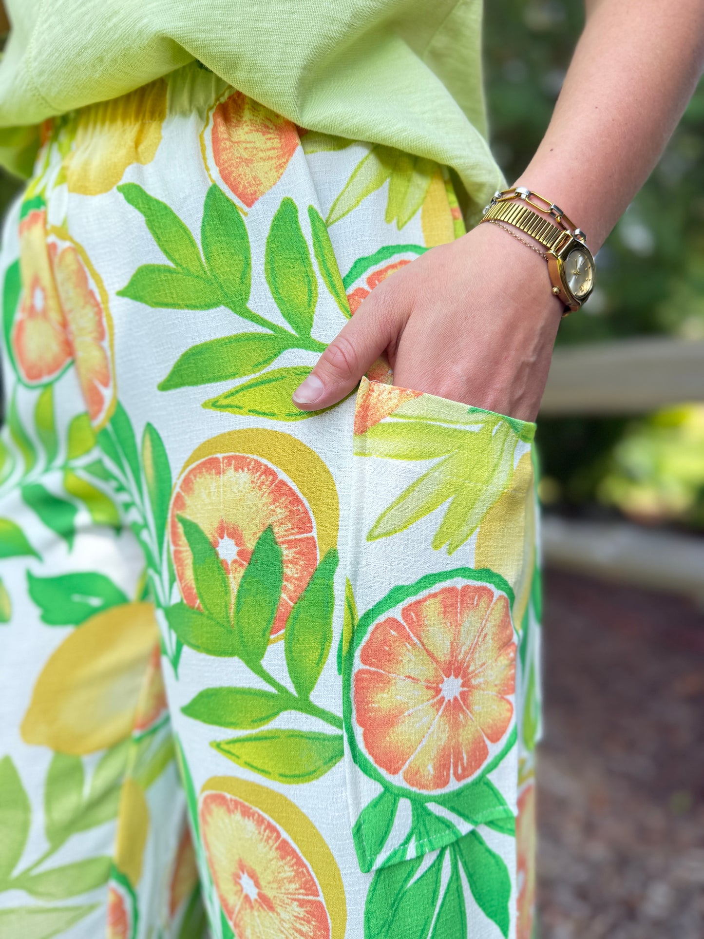 Wide Leg Cropped Printed Pant
