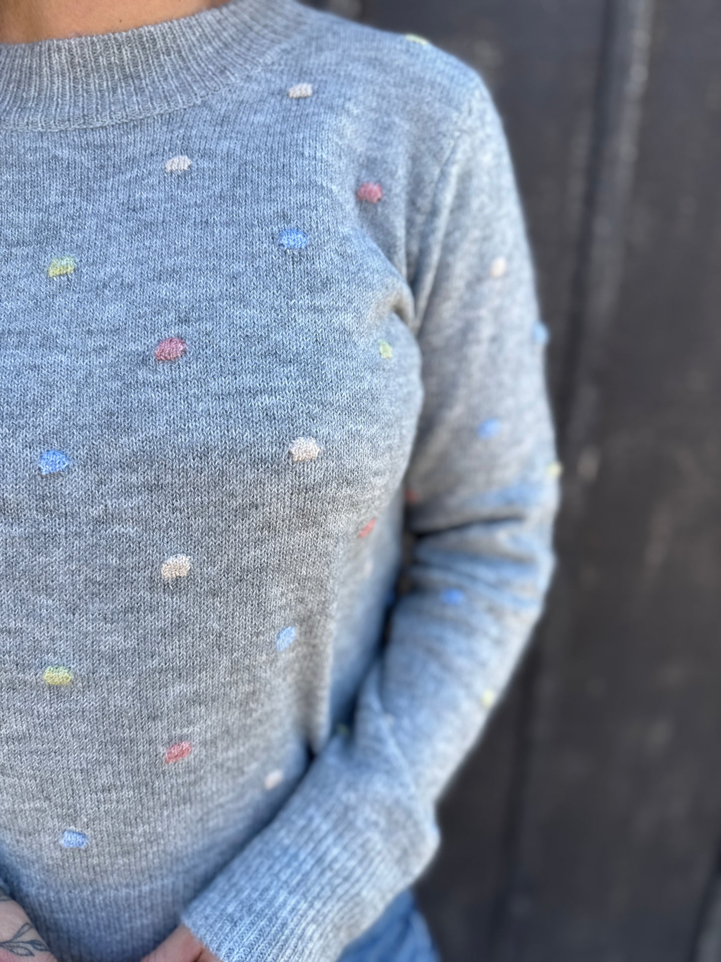 Polka Dot Sweater Grey