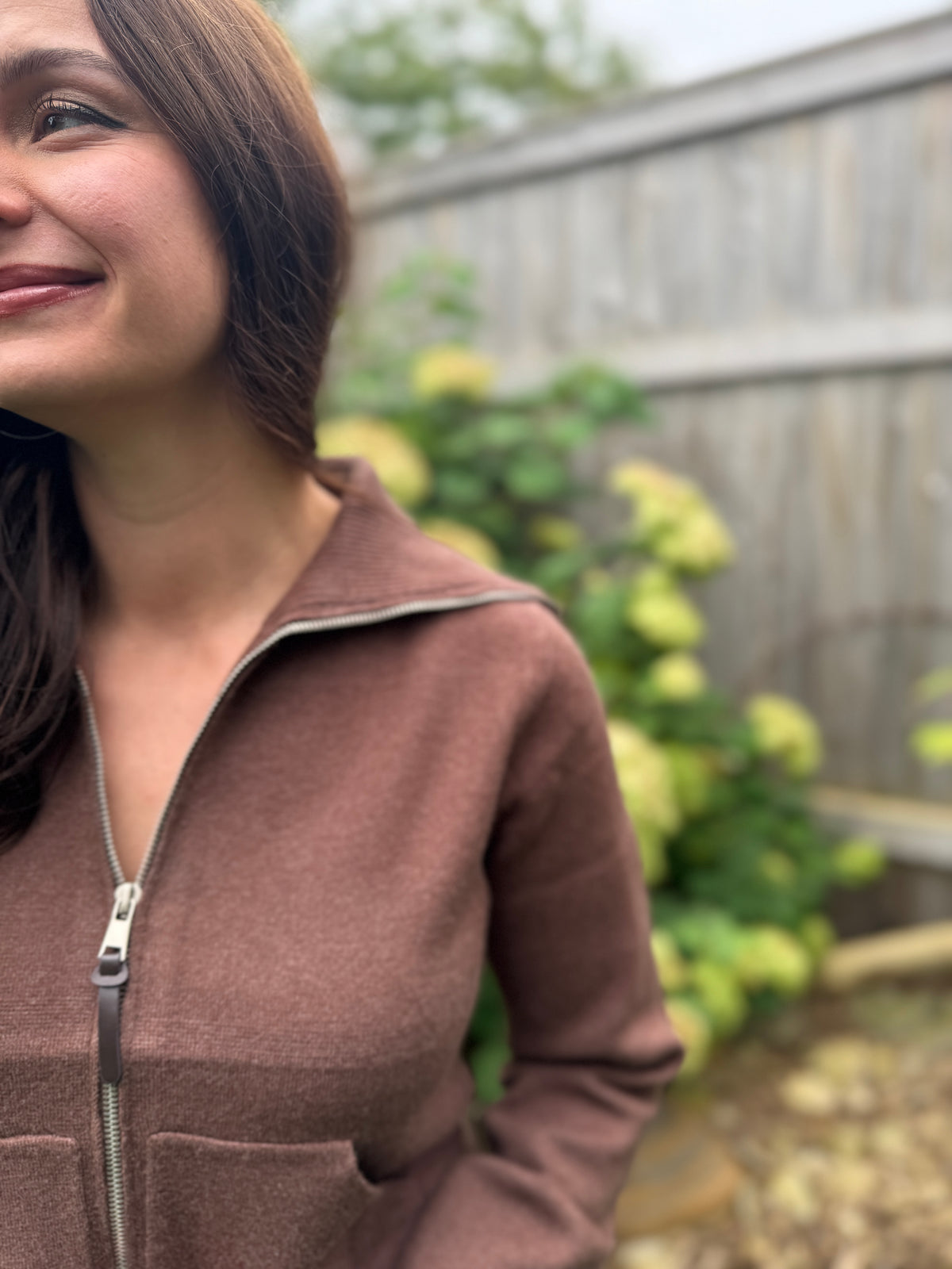 Zip Up Cardigan Brown