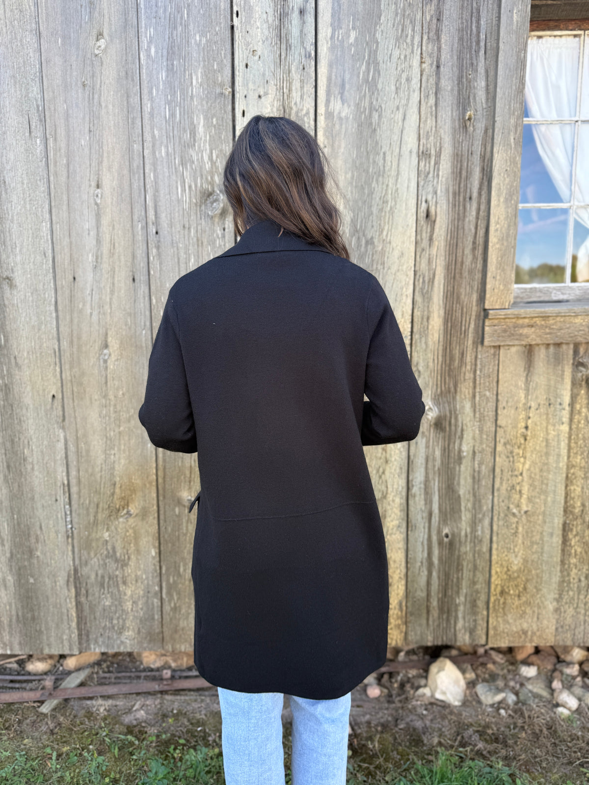 Oversized Collar Cardigan Black