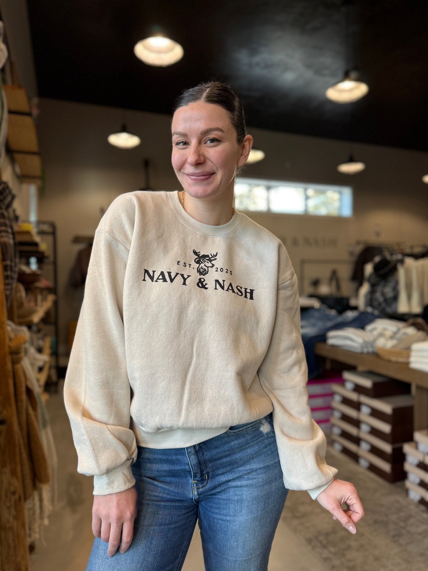 NAVY & NASH CREWNECK CREAM