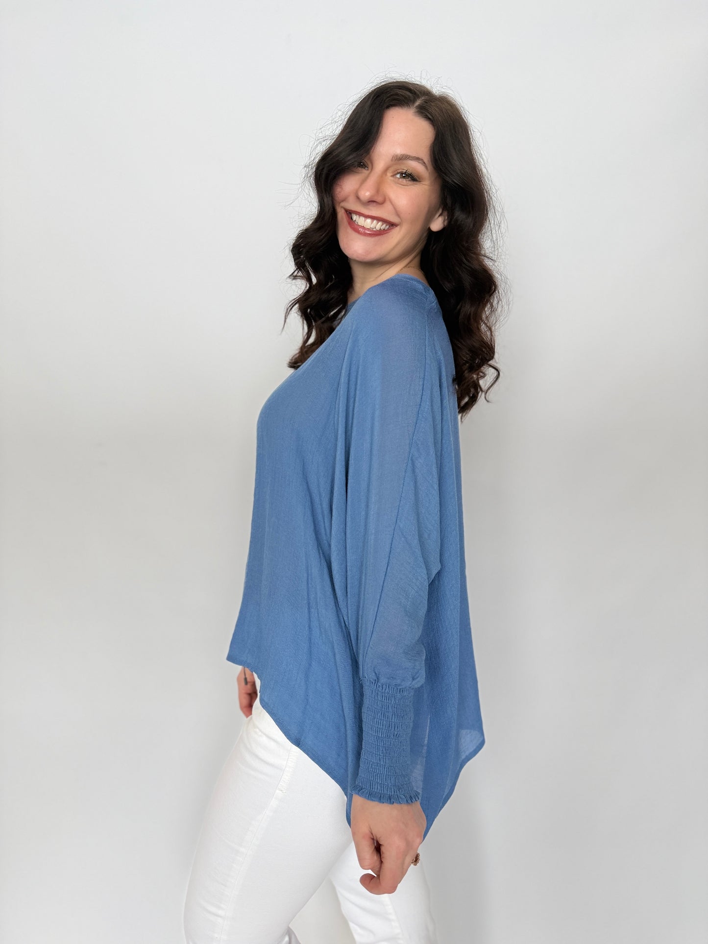 Boat Neck Oversized Top Slate