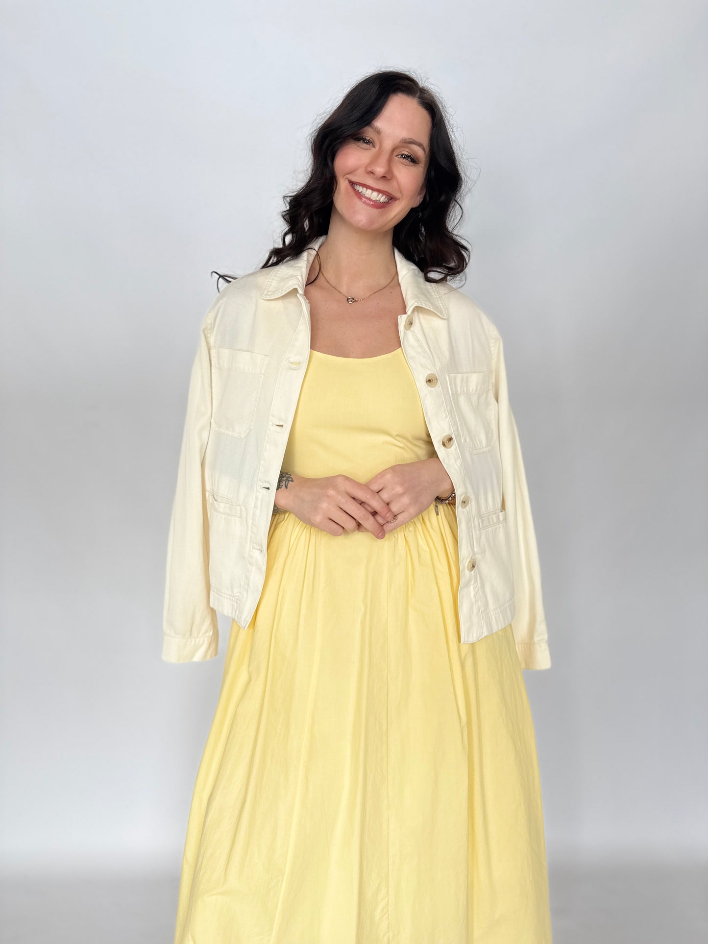 A-Line Poplin Midi Dress Butter