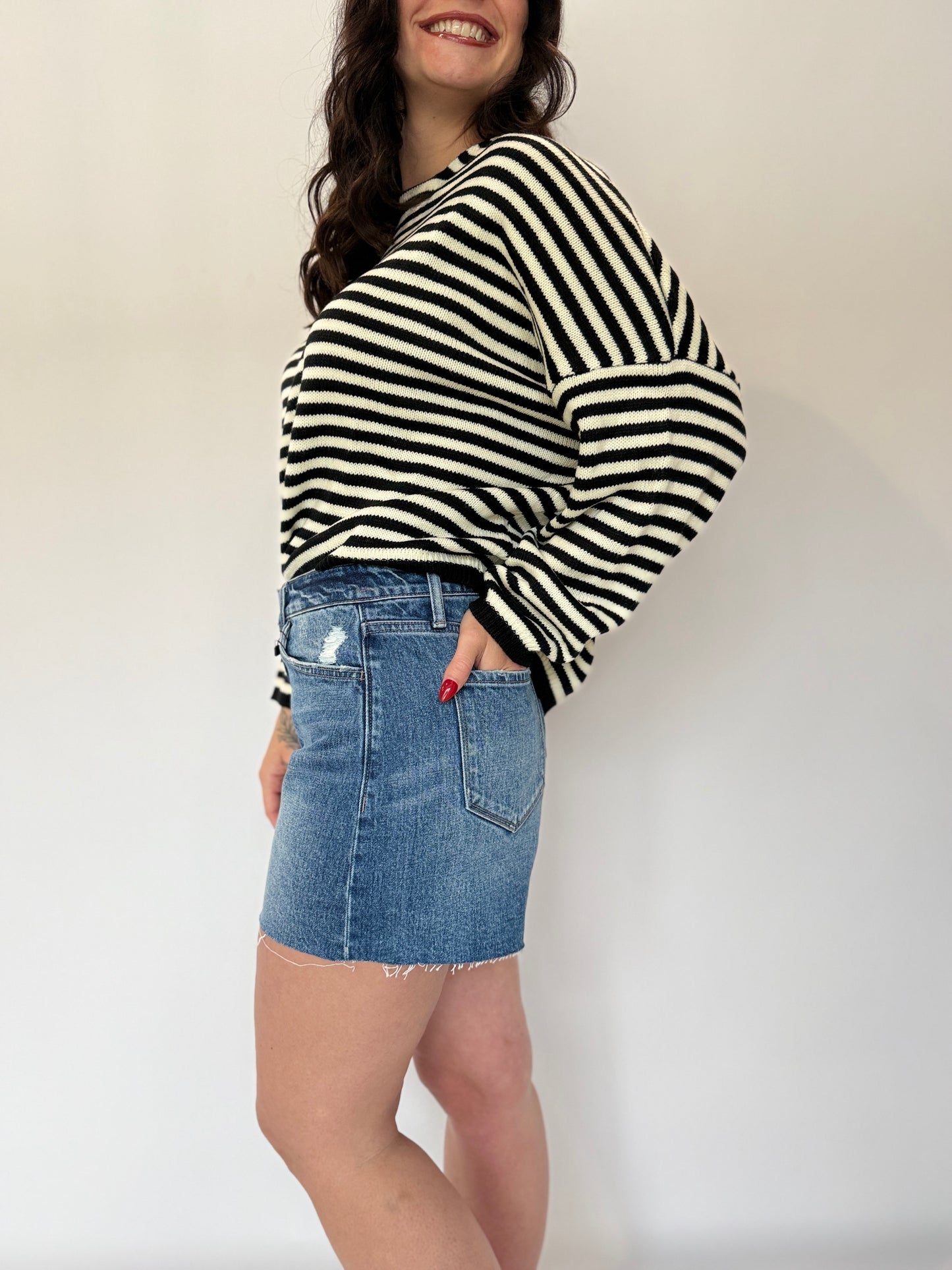 High Rise Raw Hem Short