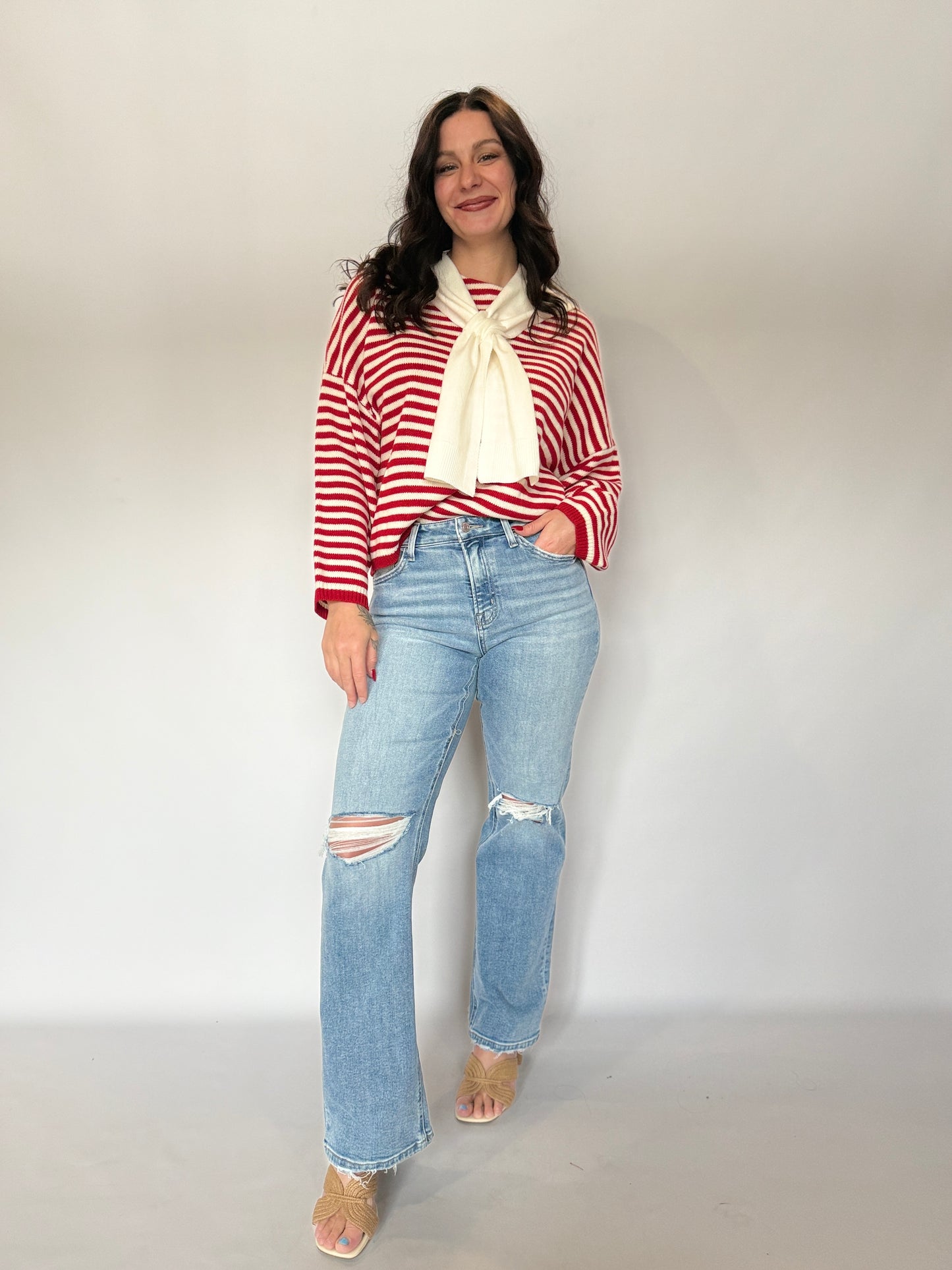 High Rise Slim Wide Leg Denim
