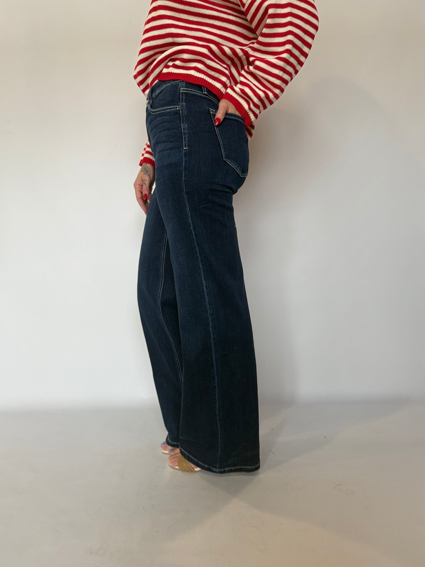 High Rise Long Wide Denim