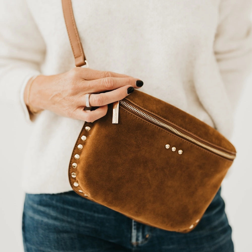 Sabrina Studded Suede Bum Bag Camel