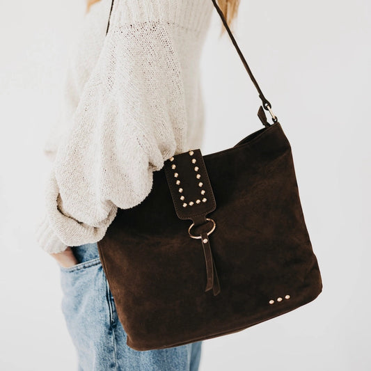 Rosemary Suede Bucket Bag Chocolate