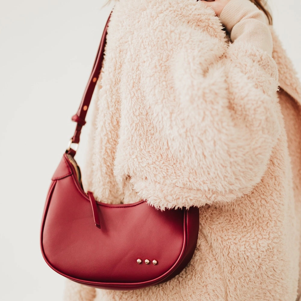 Celeste Crescent Shoulder Bag Burgundy
