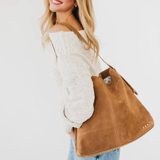 Evie Suede Hobo Shoulder Bag Brown