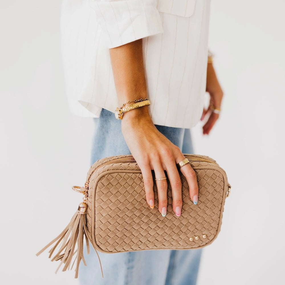 Willow Woven Crossbody Bag Taupe