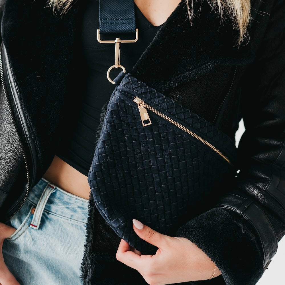 Suede Westlyn Woven Bum Bag Navy