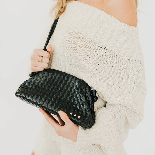 Lacy Woven Crossbody Black
