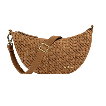 Paige Suede Woven Crossbody Camel