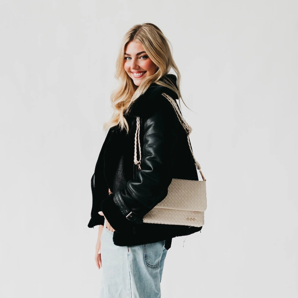Wrenlee Woven Flap Crossbody Cream