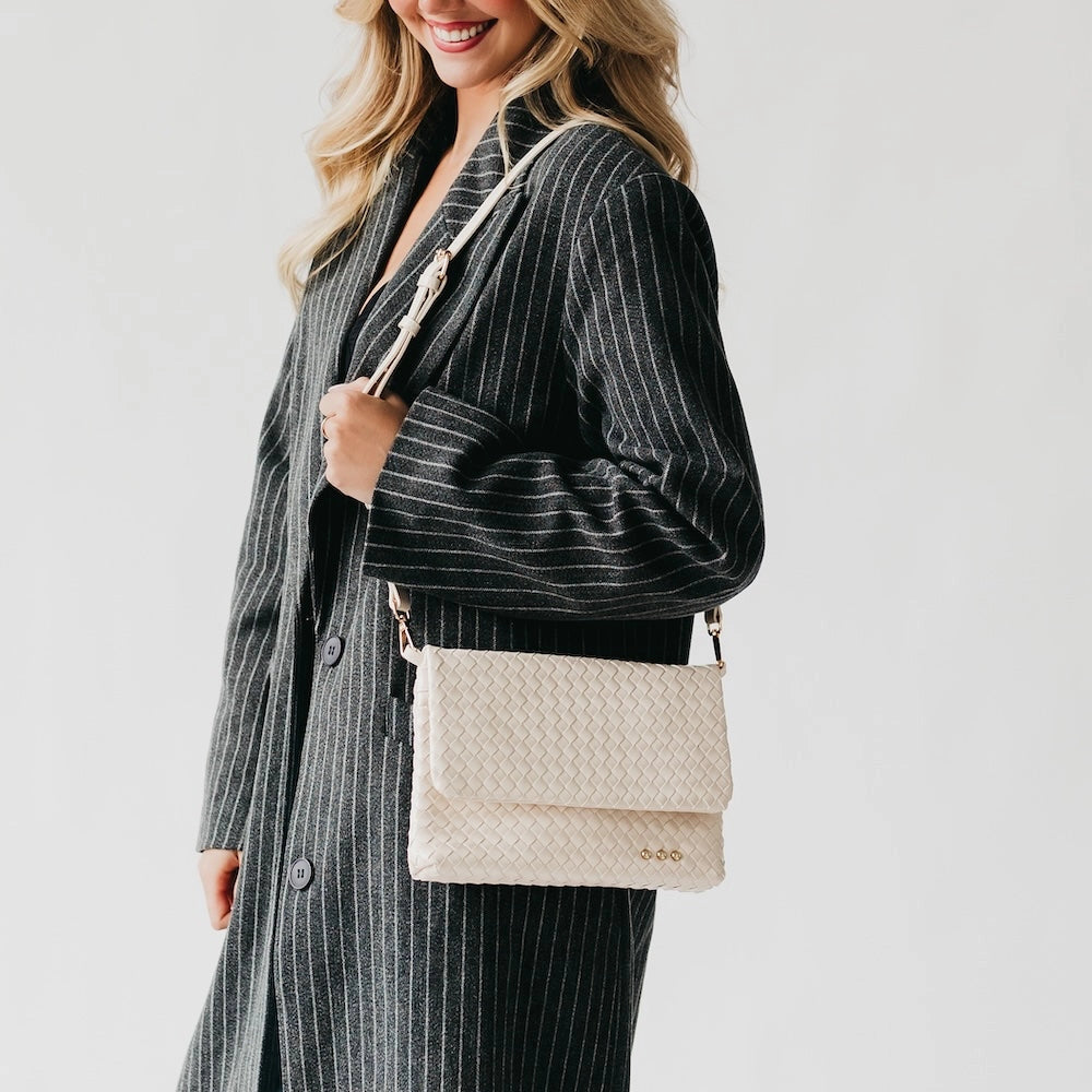 Wrenlee Woven Flap Crossbody Cream