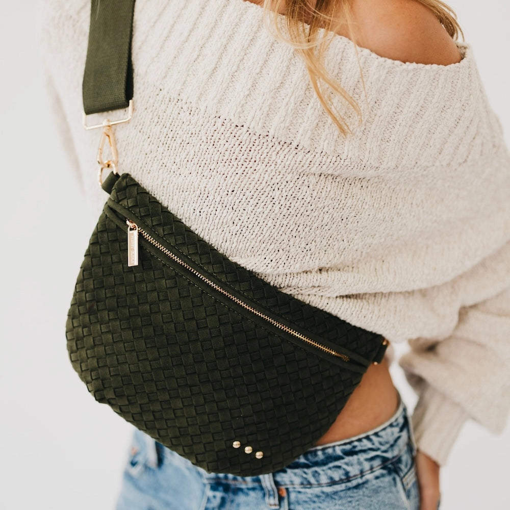 Suede Westlyn Woven Bum Bag Olive