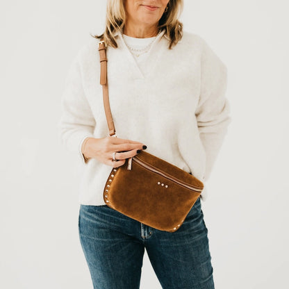 Sabrina Studded Suede Bum Bag Camel