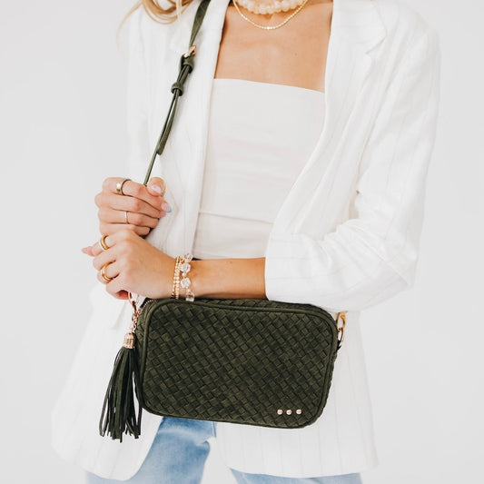 Willow Woven Crossbody Bag Olive