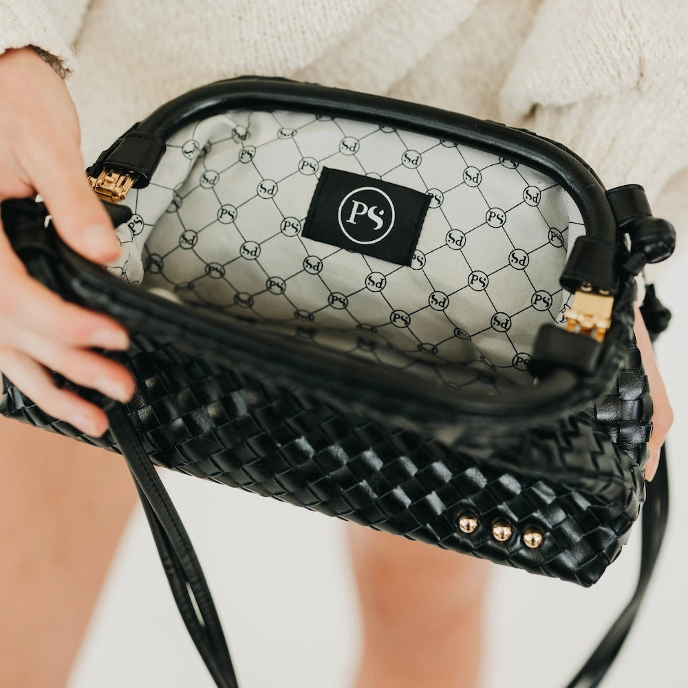 Lacy Woven Crossbody Black