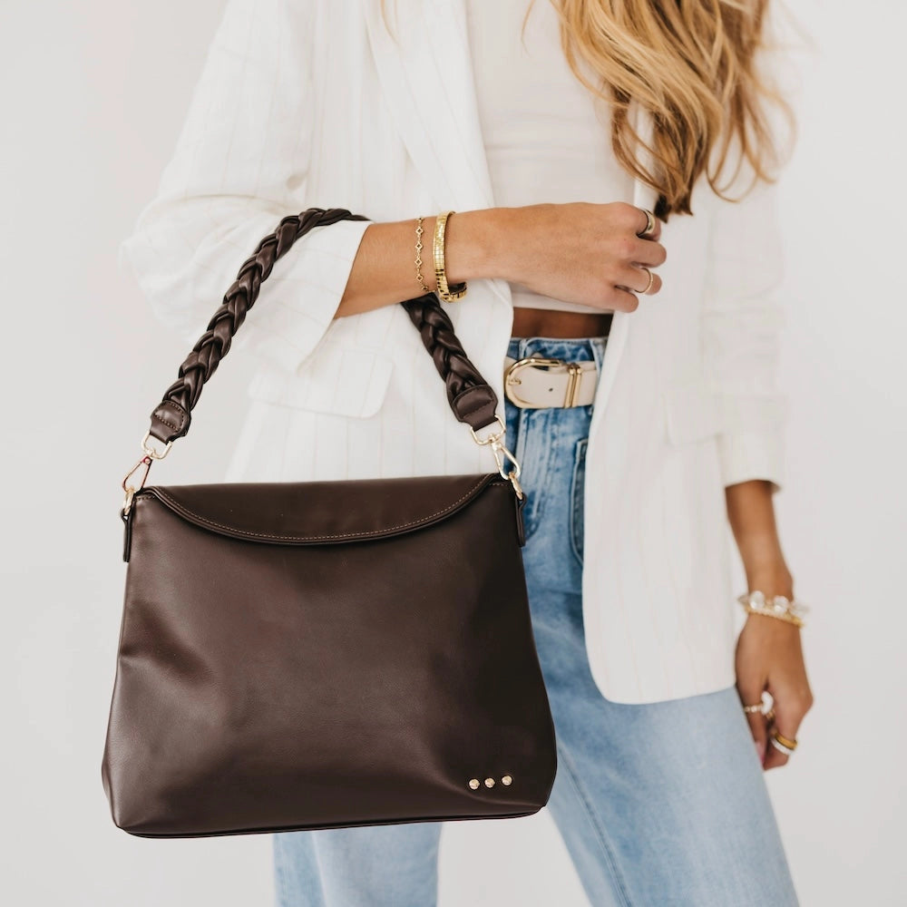 Shay Pebbled Crossbody Bag Chocolate