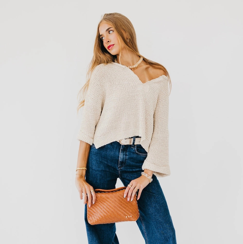 Jamie Woven Crossbody Brown
