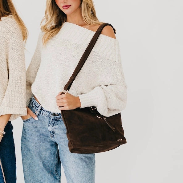 Rosemary Suede Bucket Bag Chocolate