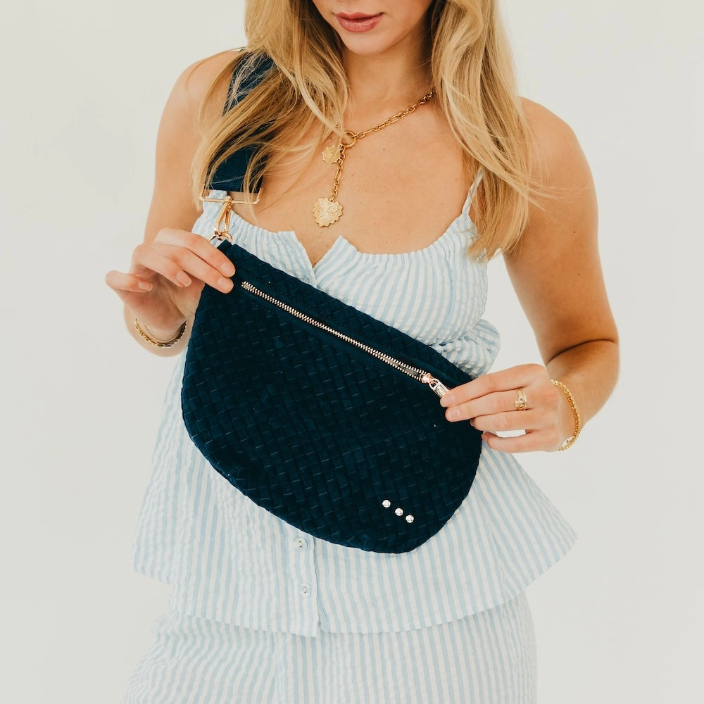 Suede Westlyn Woven Bum Bag Navy
