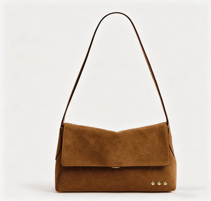 Miranda Suede Flap Crossbody Brown