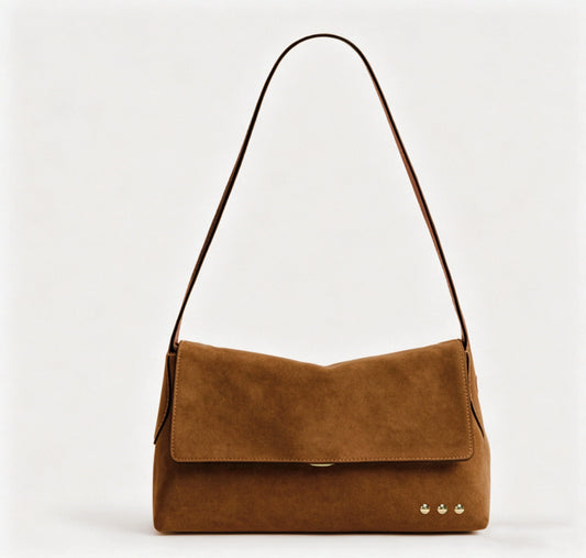 Miranda Suede Flap Crossbody Brown