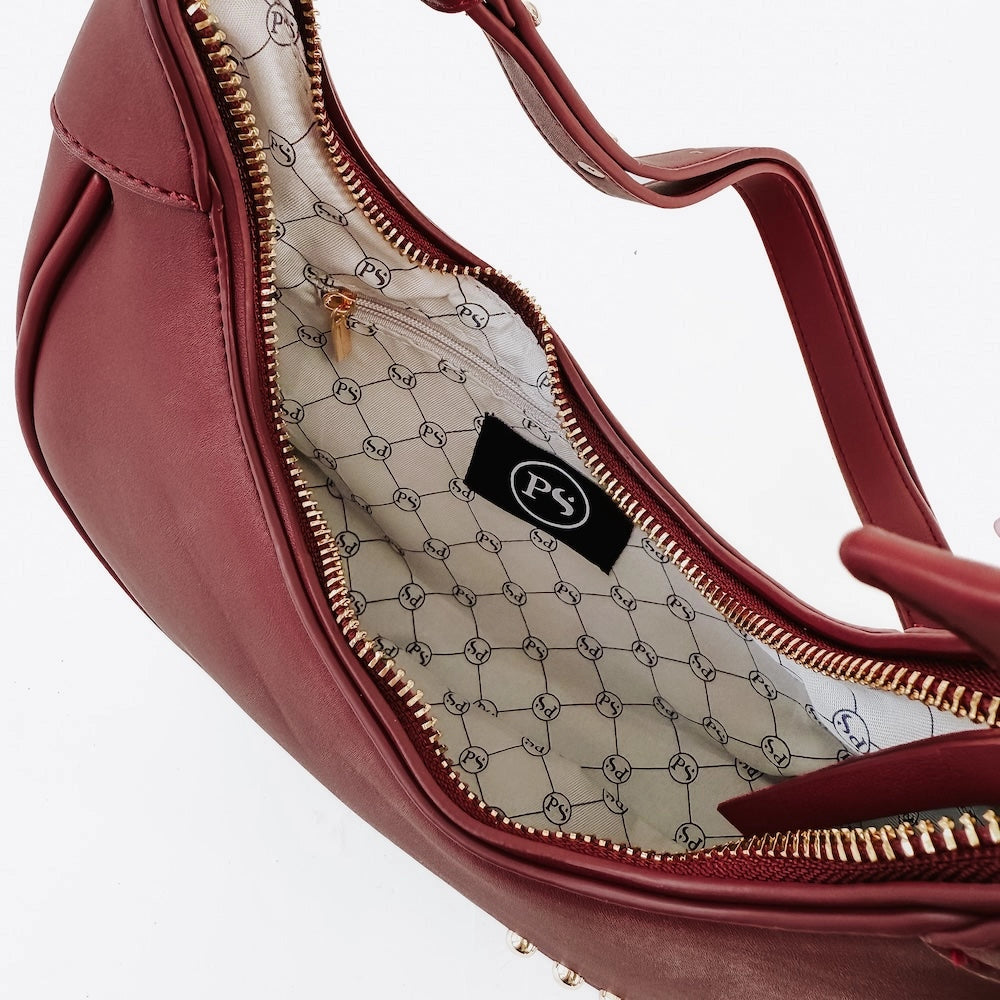 Celeste Crescent Shoulder Bag Burgundy