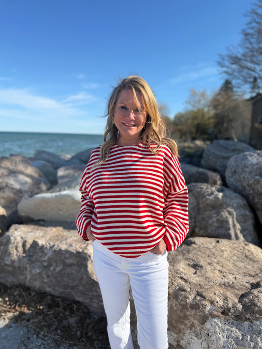 Light Weight Stripe Boxy Sweater