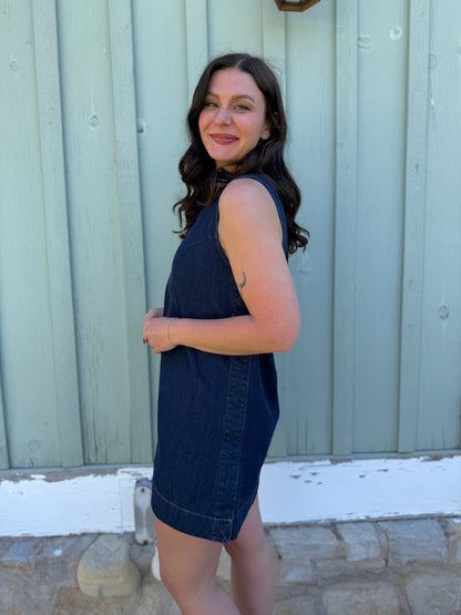 Sleeveless Zipper Mini Dress Denim
