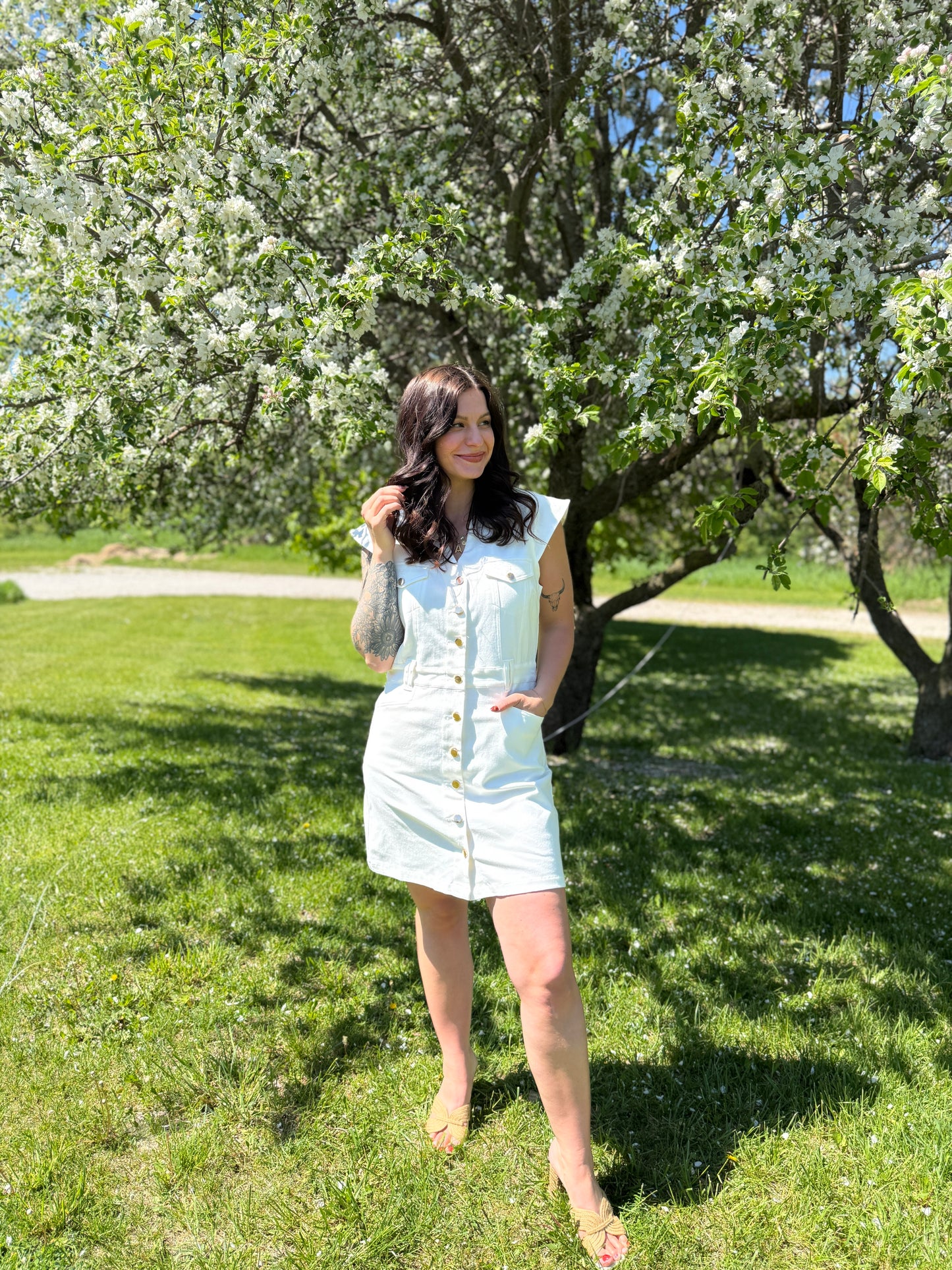 Cap Sleeve Stretchy Mini Dress White
