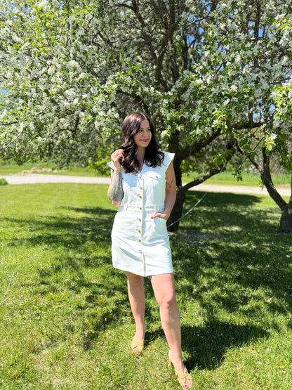 Cap Sleeve Stretchy Mini Dress White