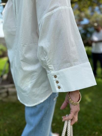 Boxy Button Down Blouse White