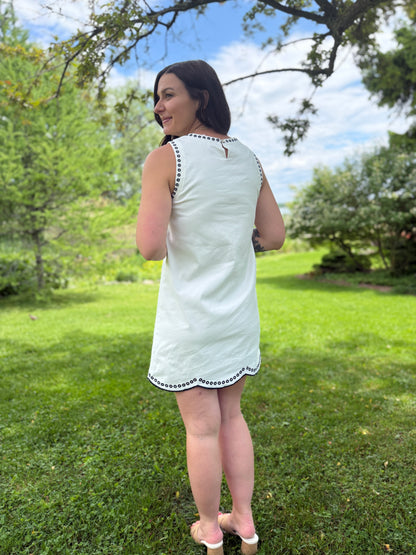 Floral Embroidered Mini Dress White