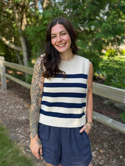 Striped Side Button Vest