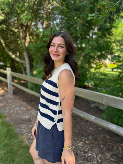 Striped Side Button Vest