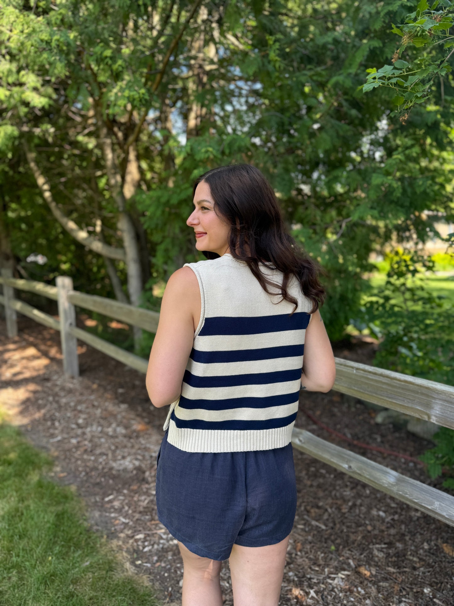 Striped Side Button Vest