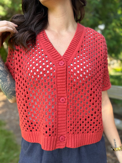 Short Sleeve Cardigan Paprika