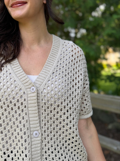Short Sleeve Cardigan Stone
