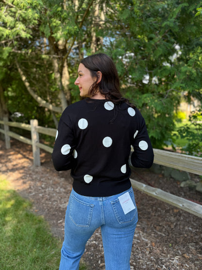 3/4 Sleeve Dot Sweater Black