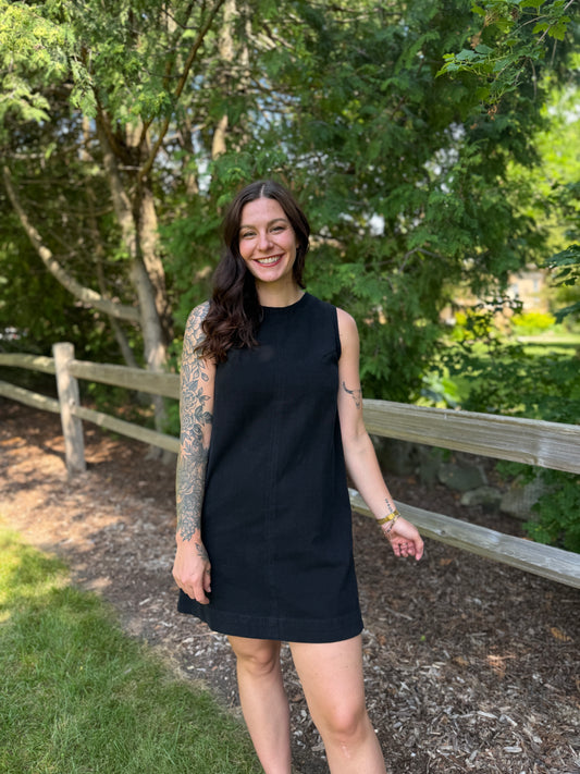 Sleeveless Back Zip Dress Black