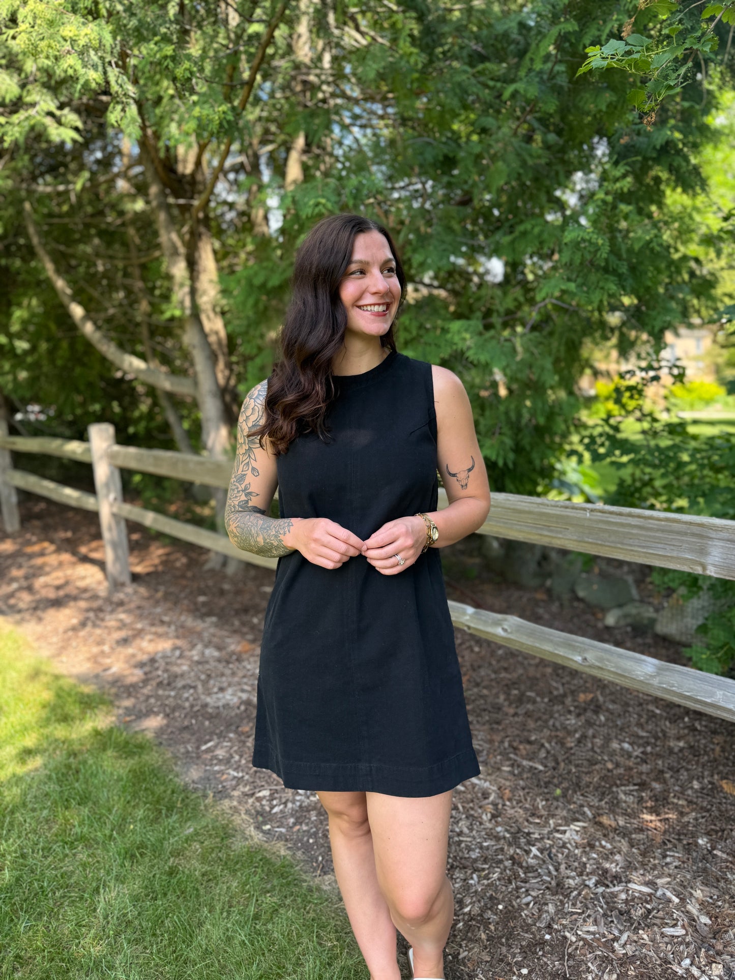 Sleeveless Back Zip Dress Black