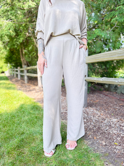 Flowy Wide Leg Pant Taupe