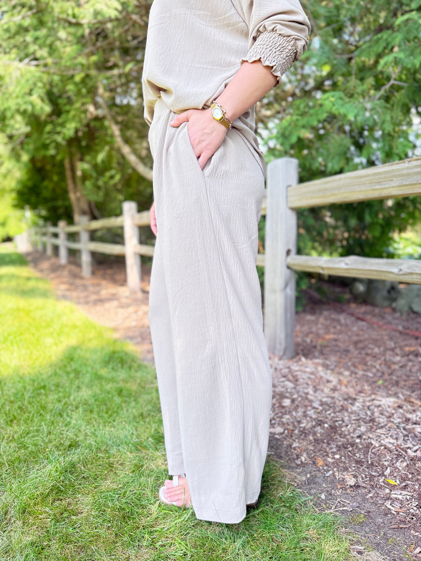 Flowy Wide Leg Pant Taupe